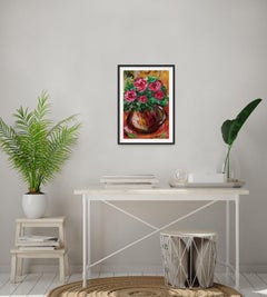 "Burst of Creativity" (contemporary impressionist floral painting on paper)