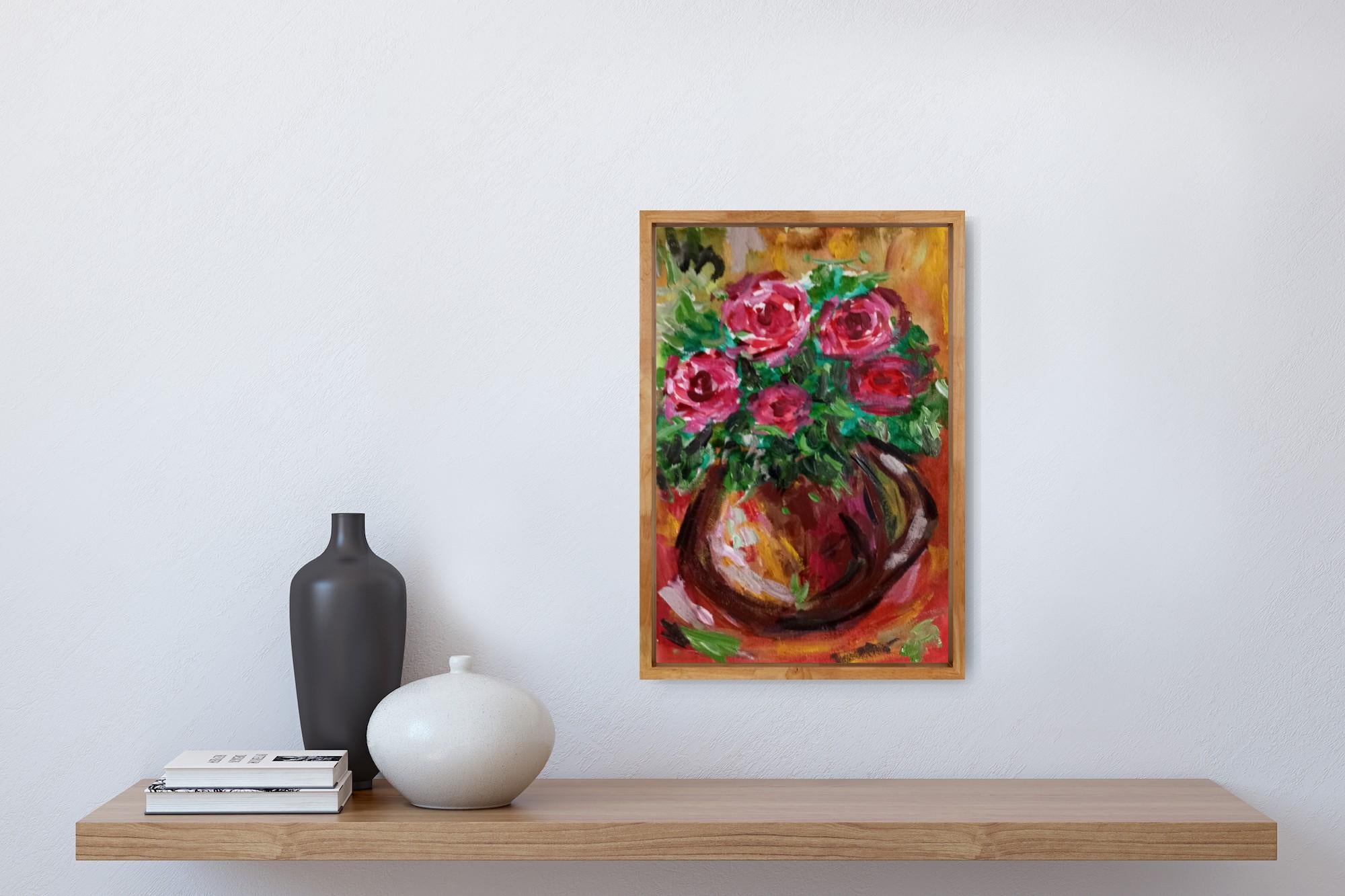 In this floral artwork I experience the world of nature through the bright colors of a summer period.

While painting, I sought to capture the beauty of summer flowers which are full of different colors.

In my art practice I love to use bright