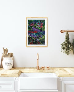"Water lilies" ( contemporary acrylic colorful impressionst painting on paper)
