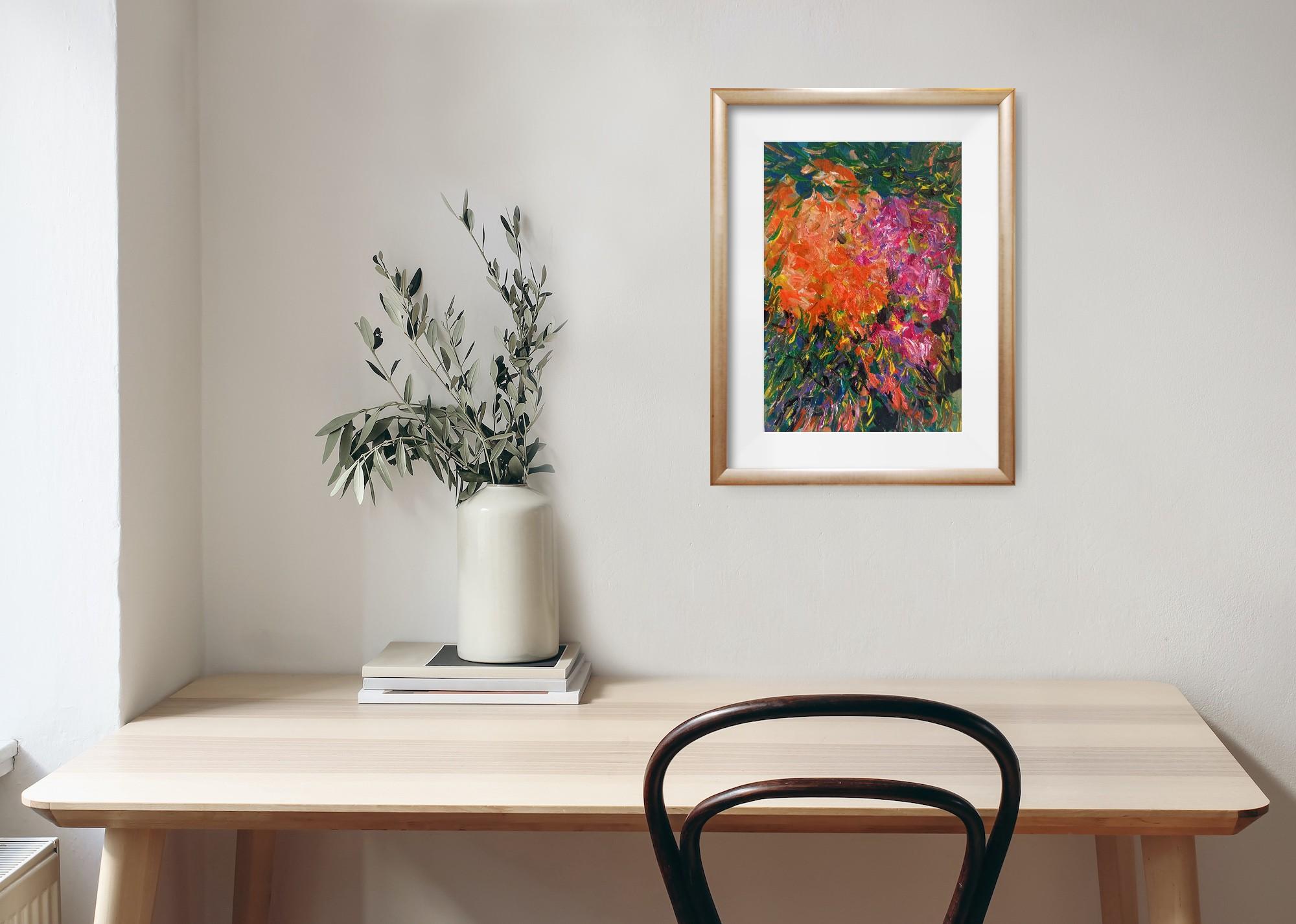 Burst of spring colors  - Abstract Impressionist Painting by Natalya Mougenot 