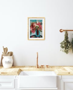 Tableau contemporain abstrait impressionniste de petites fleurs "Bouquet frais de printemps"