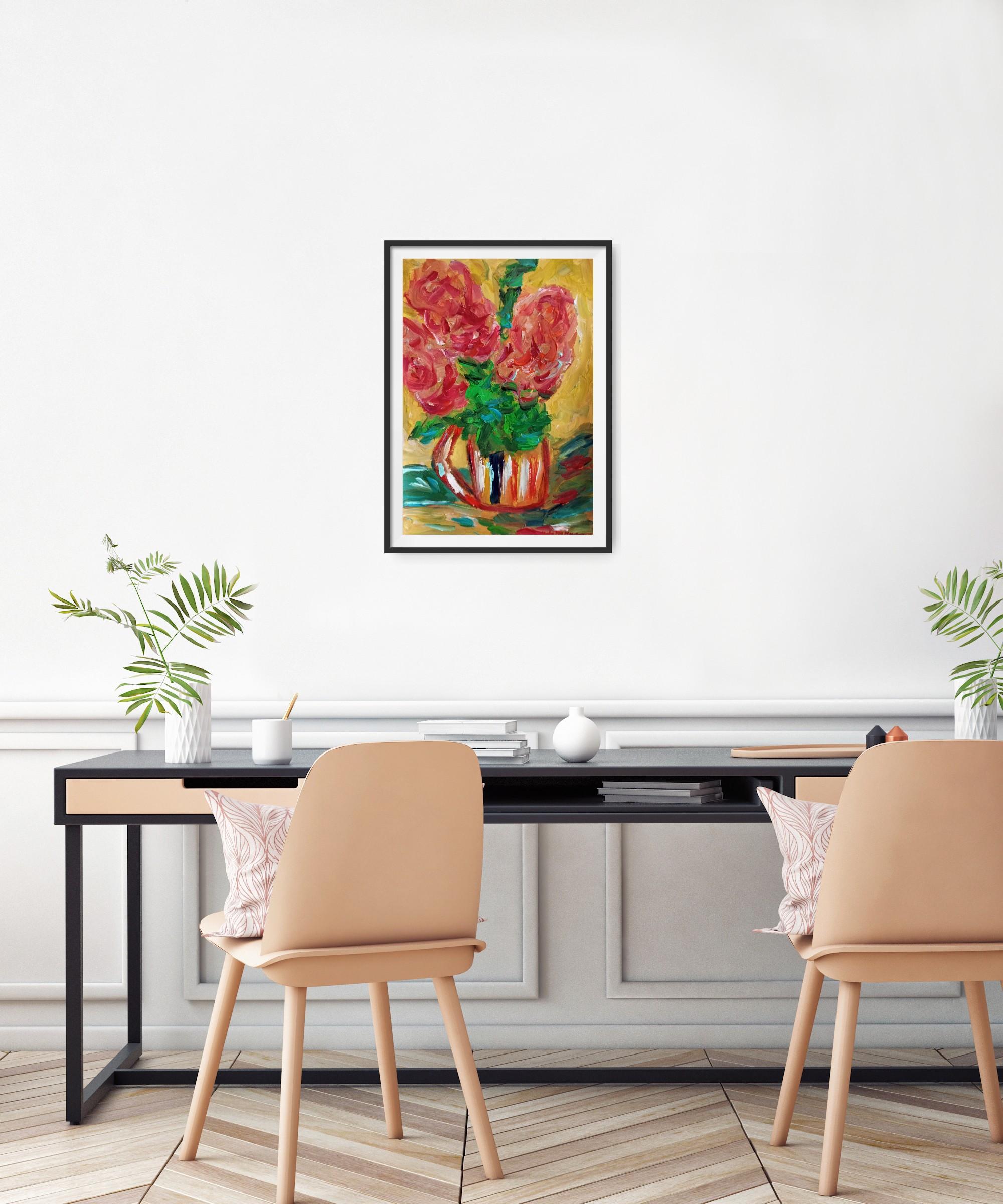 Orange hydrangea in a vase  For Sale 2