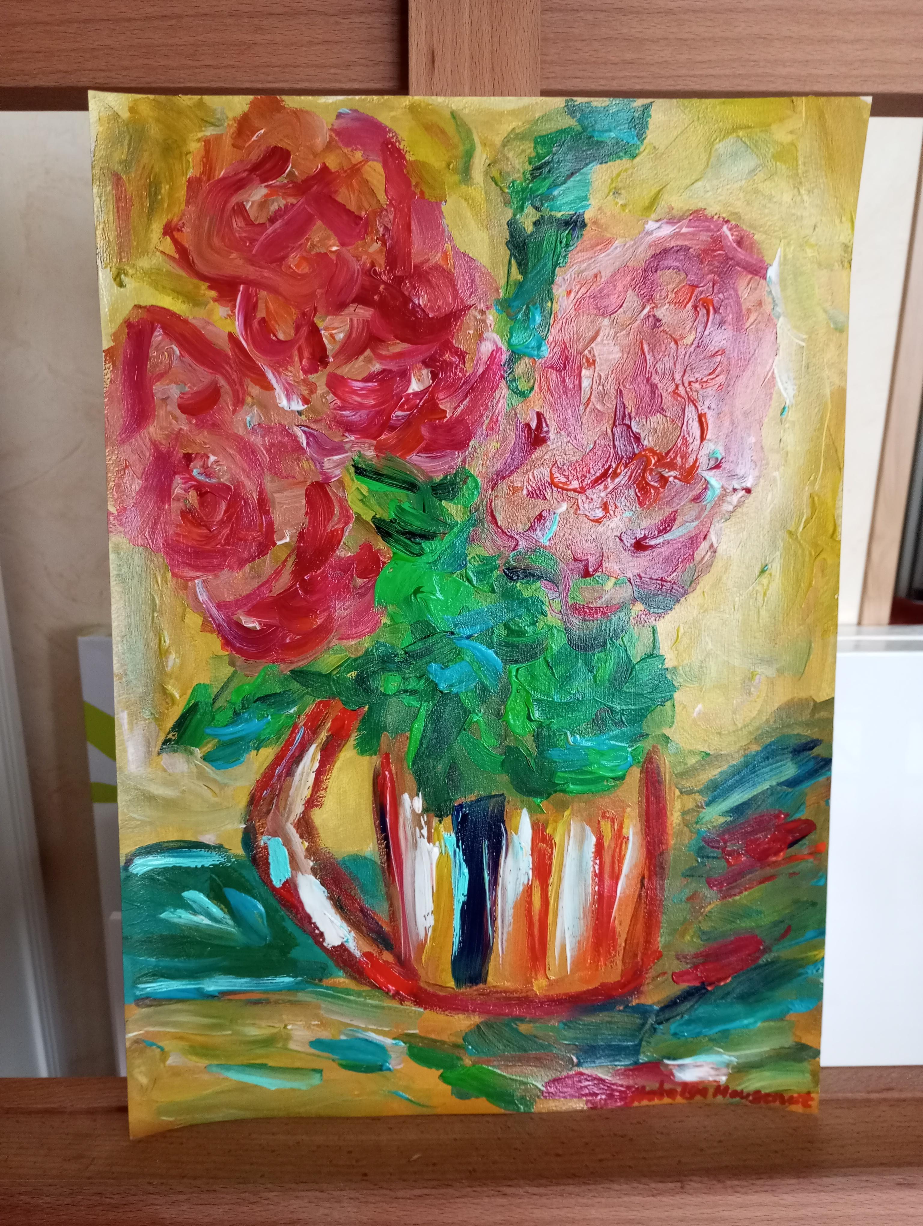 Orange hydrangea in a vase  For Sale 9