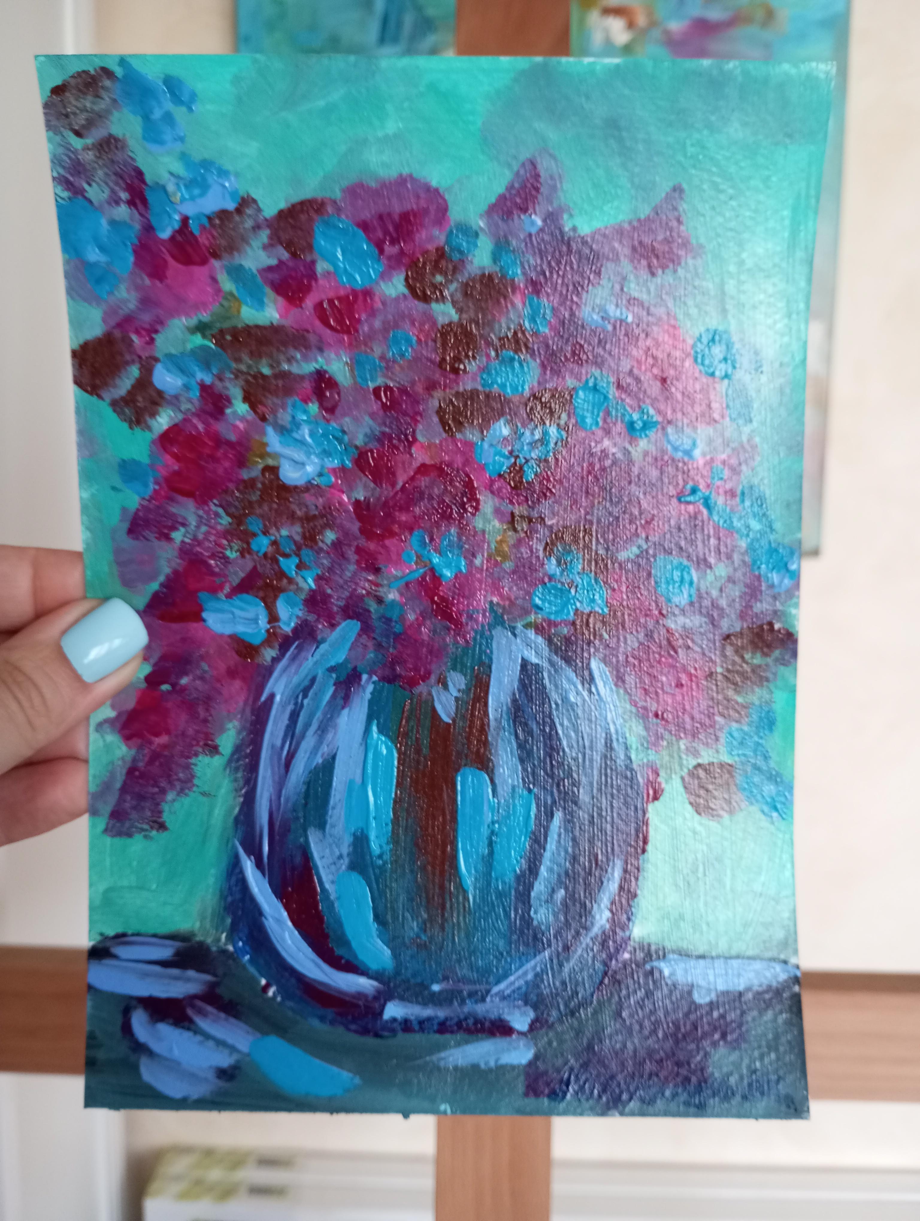 Arte floral expresivo impresionista sobre papel 