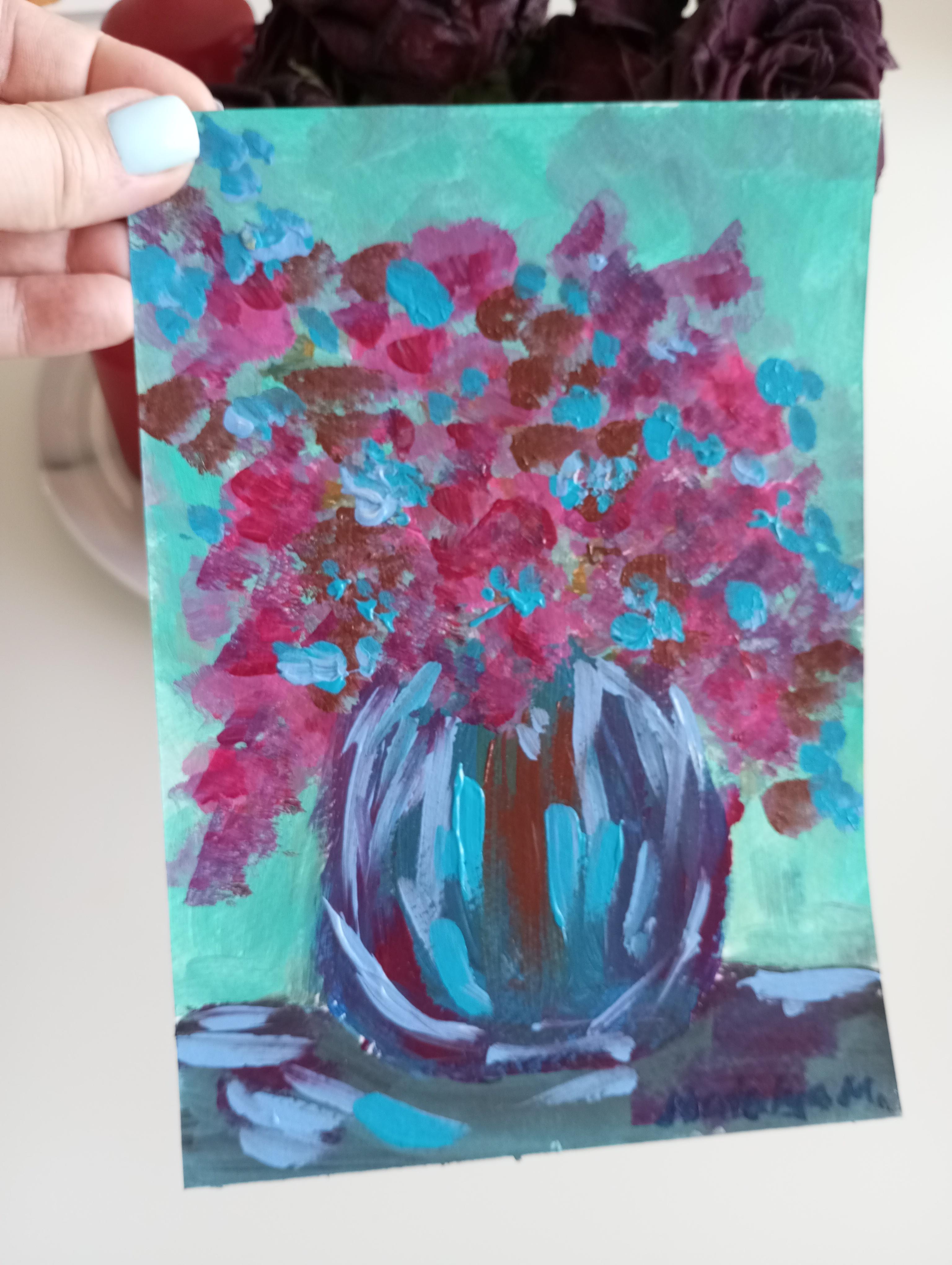 Arte floral expresivo impresionista sobre papel 