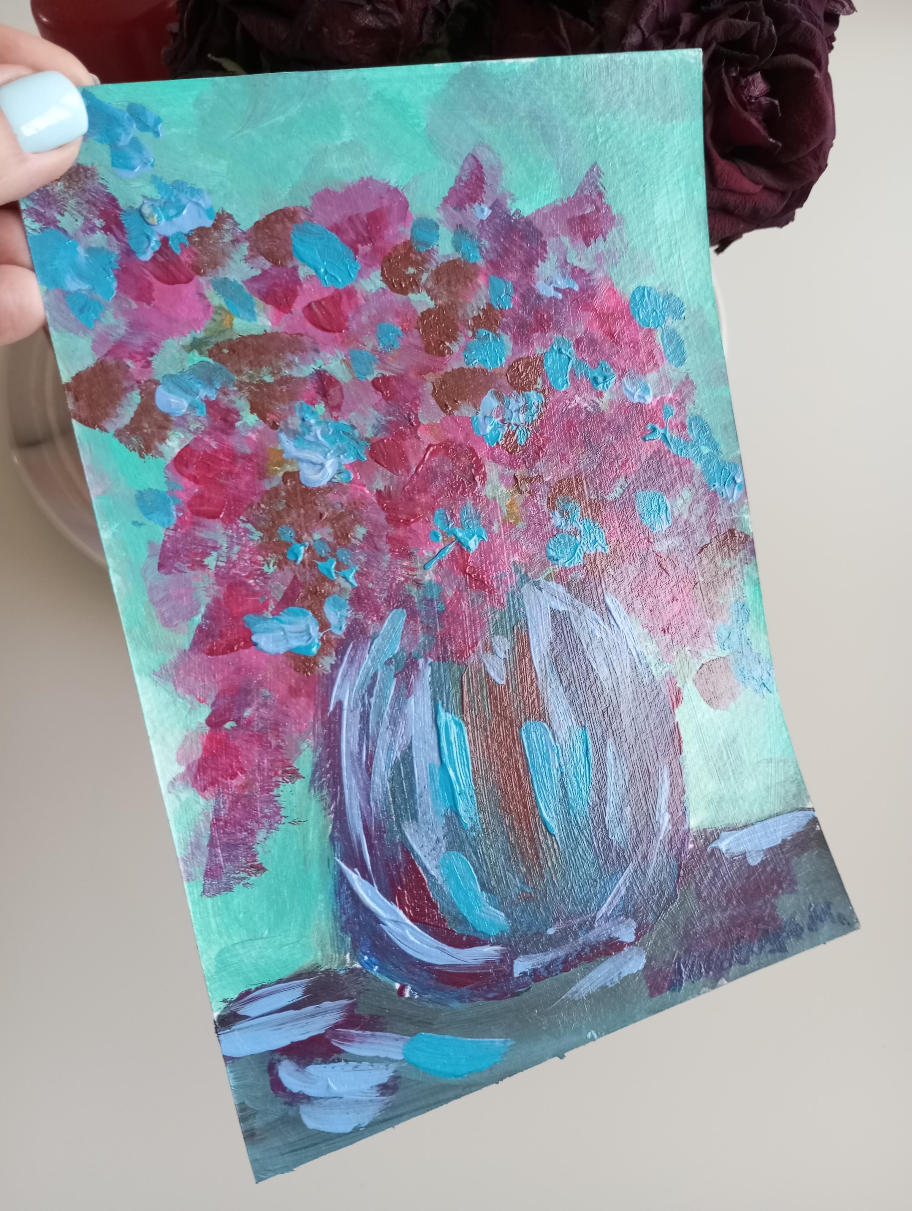 Arte floral expresivo impresionista sobre papel 