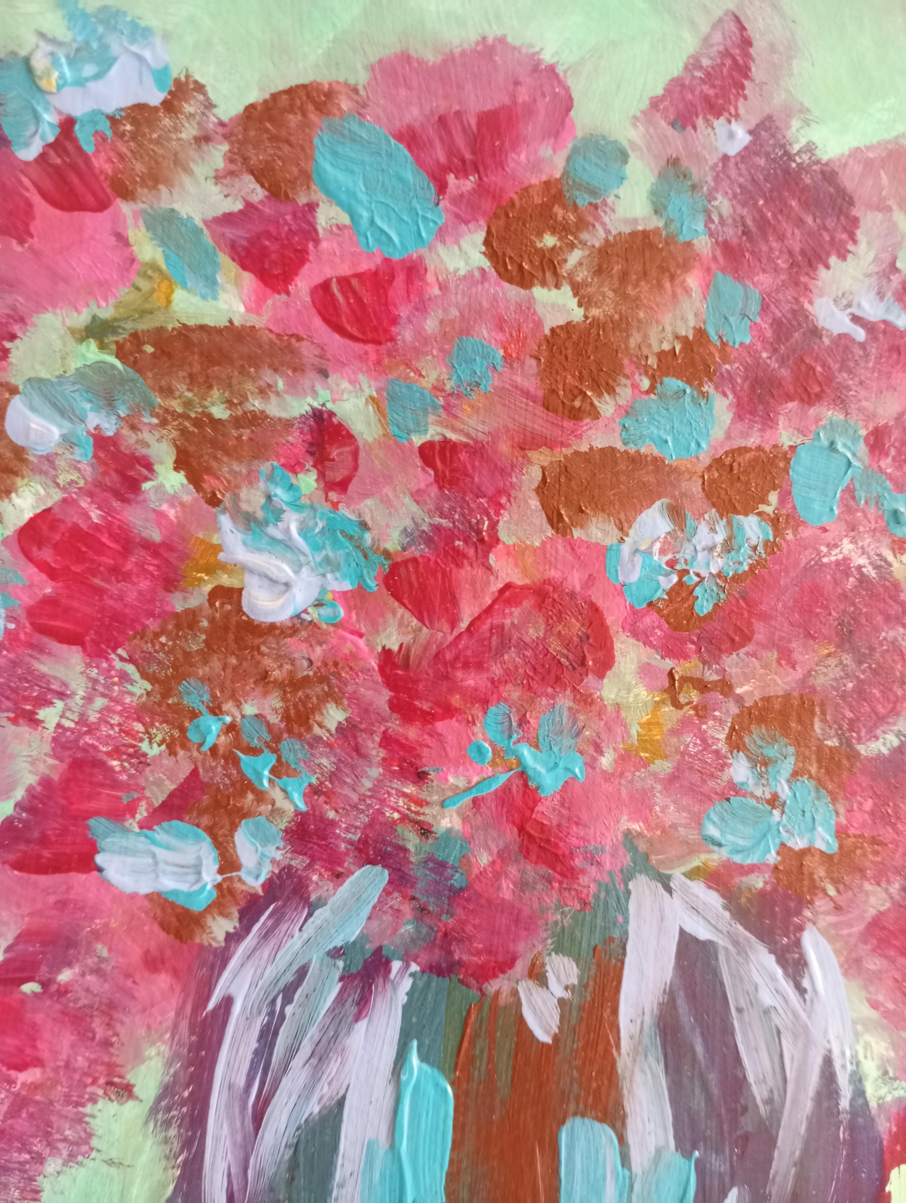Arte floral expresivo impresionista sobre papel 