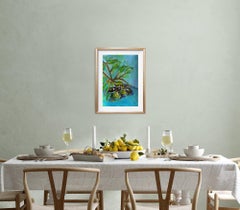 "Aceitunas de Provenza" ( pintura figurativa contemporánea en acrílico sobre papel)