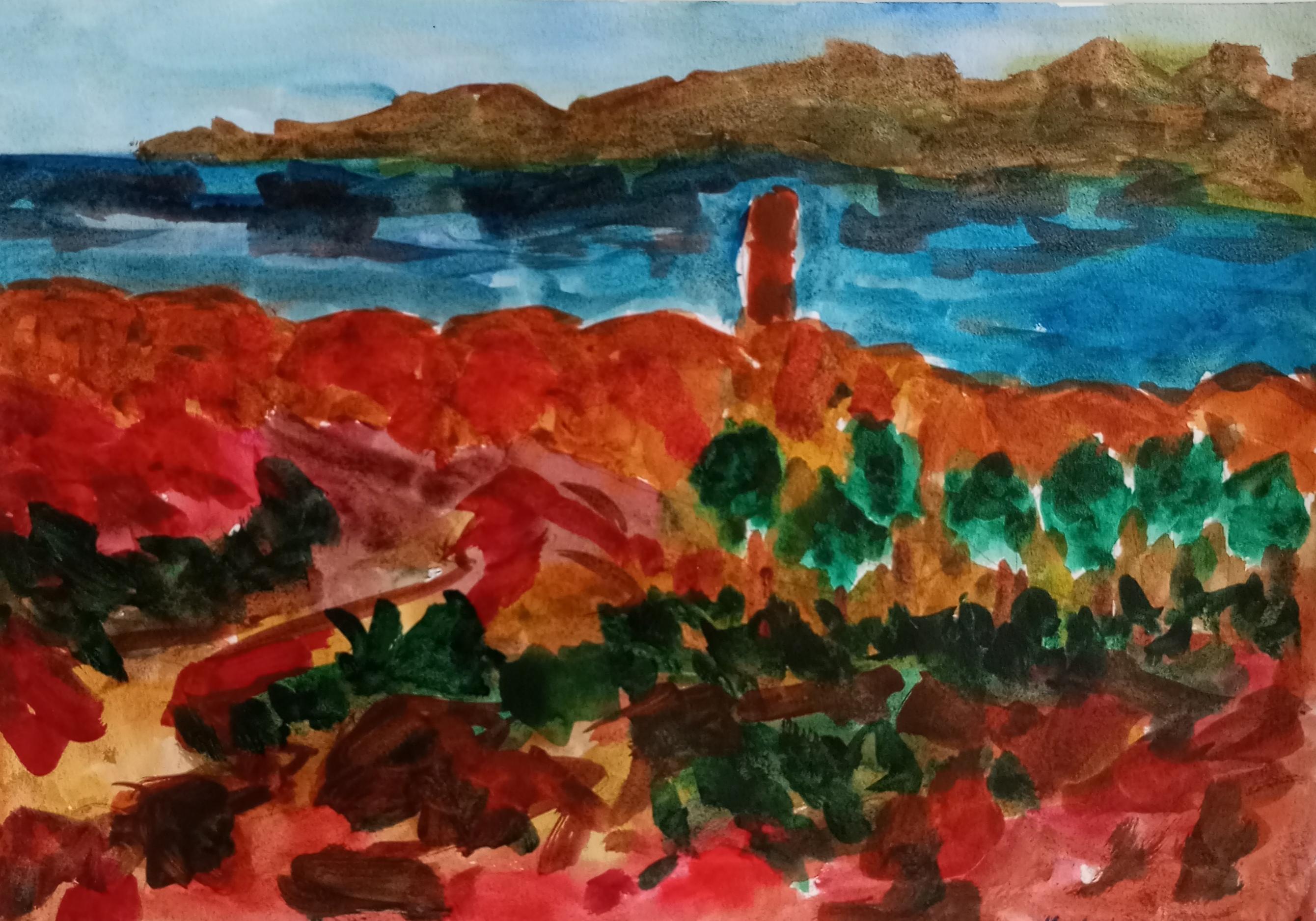 Natalya Mougenot  Figurative Painting - "The colors of the South of France " (contemporary impressionist painting )