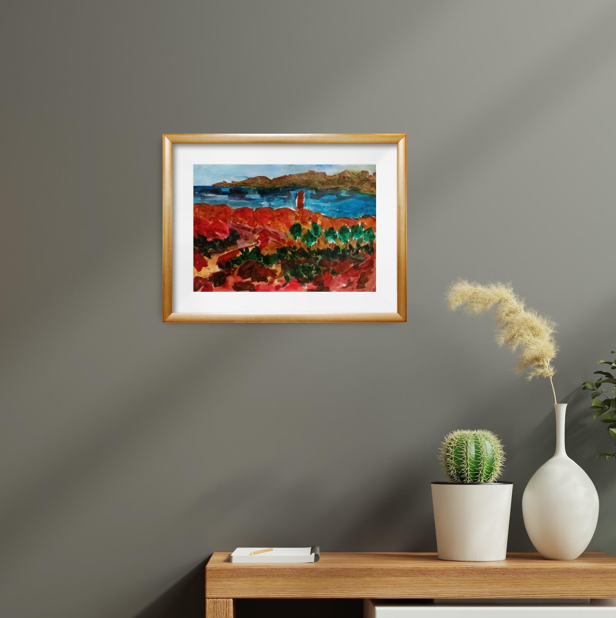 This modern colorful expressive drawing 