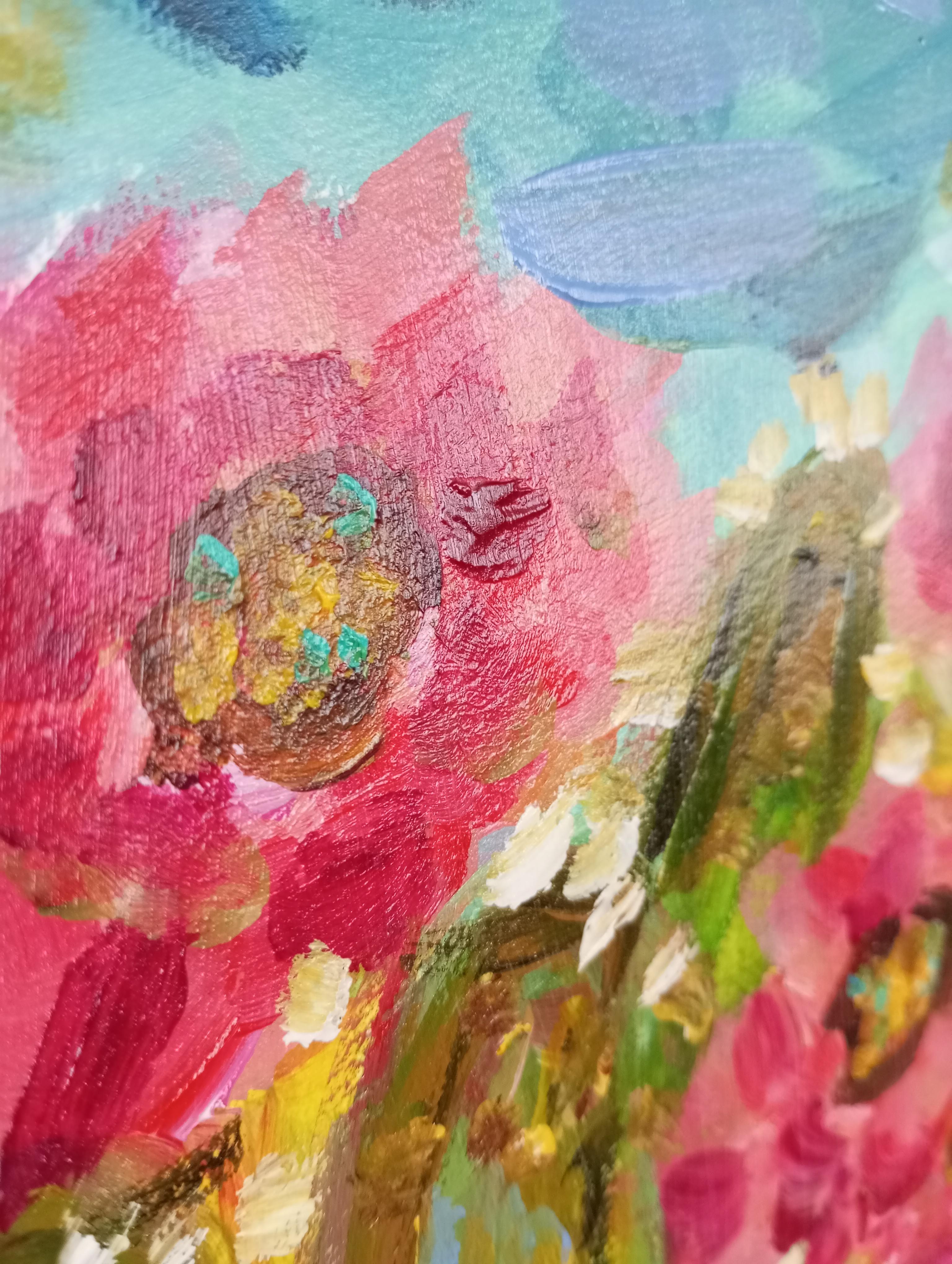 Preciosas flores de cactus (pintura de colores sobre papel) en venta 4