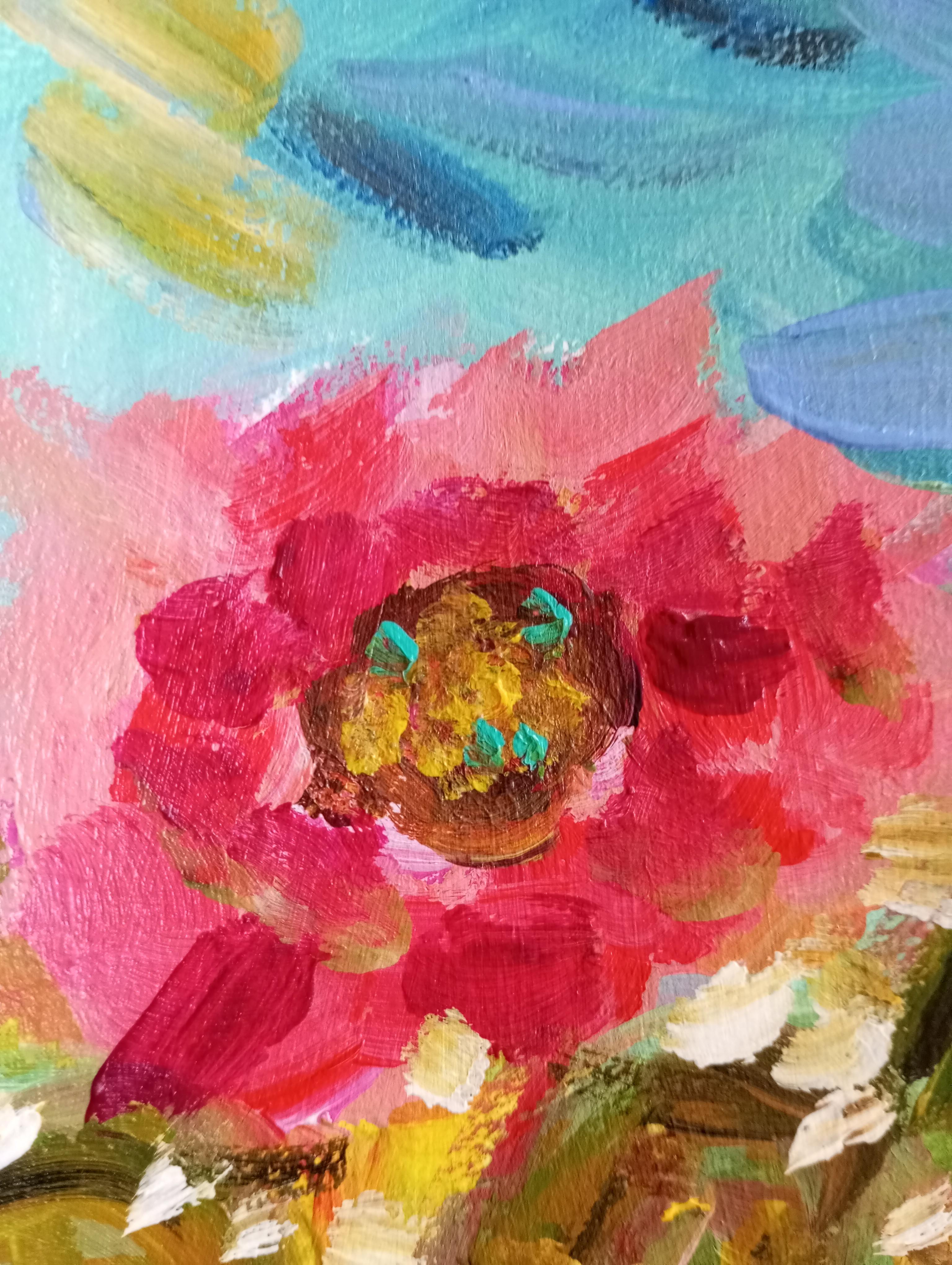 Preciosas flores de cactus (pintura de colores sobre papel) en venta 11