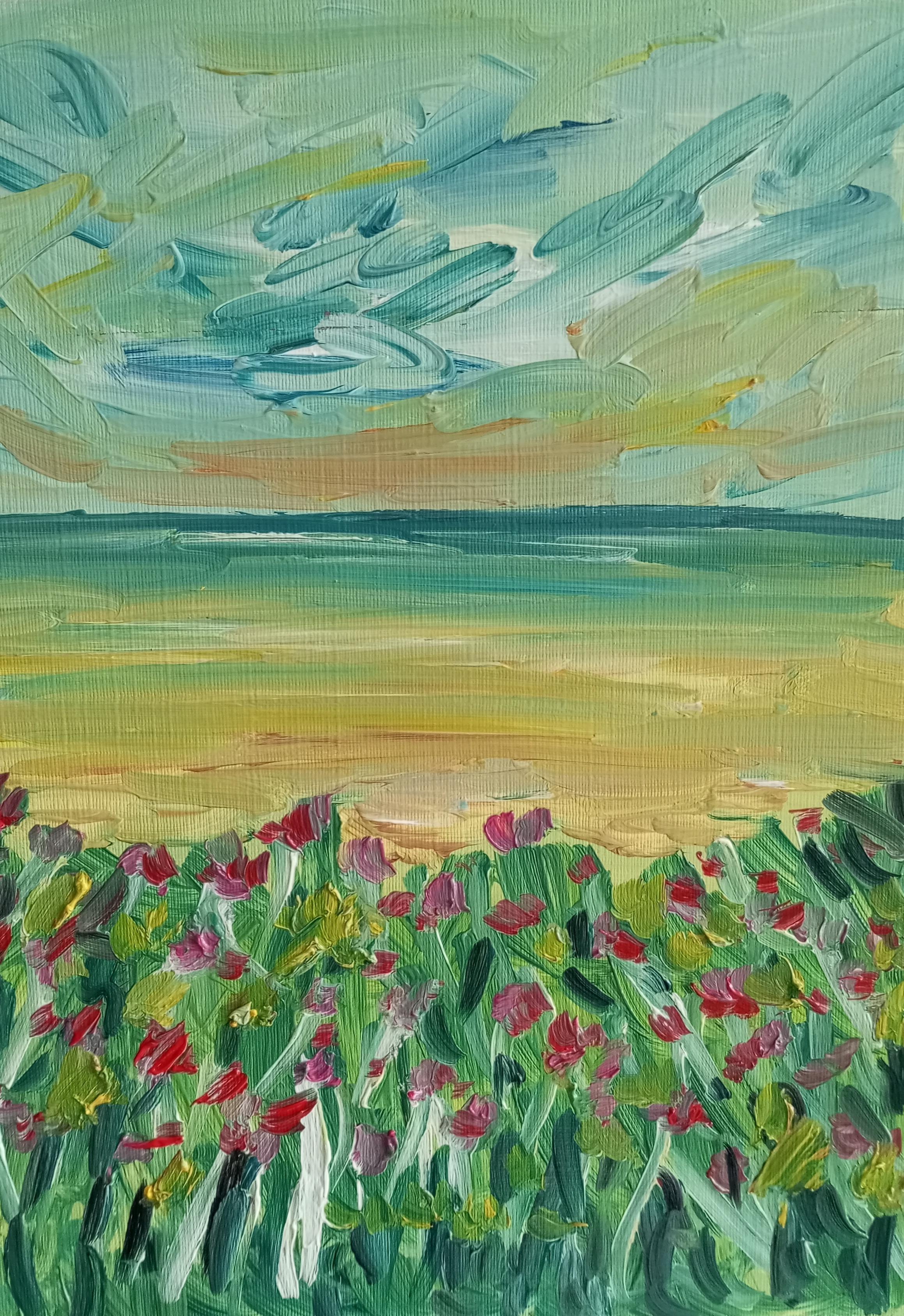 Mis momentos inolvidables en la playa (pintura al óleo junto al mar)