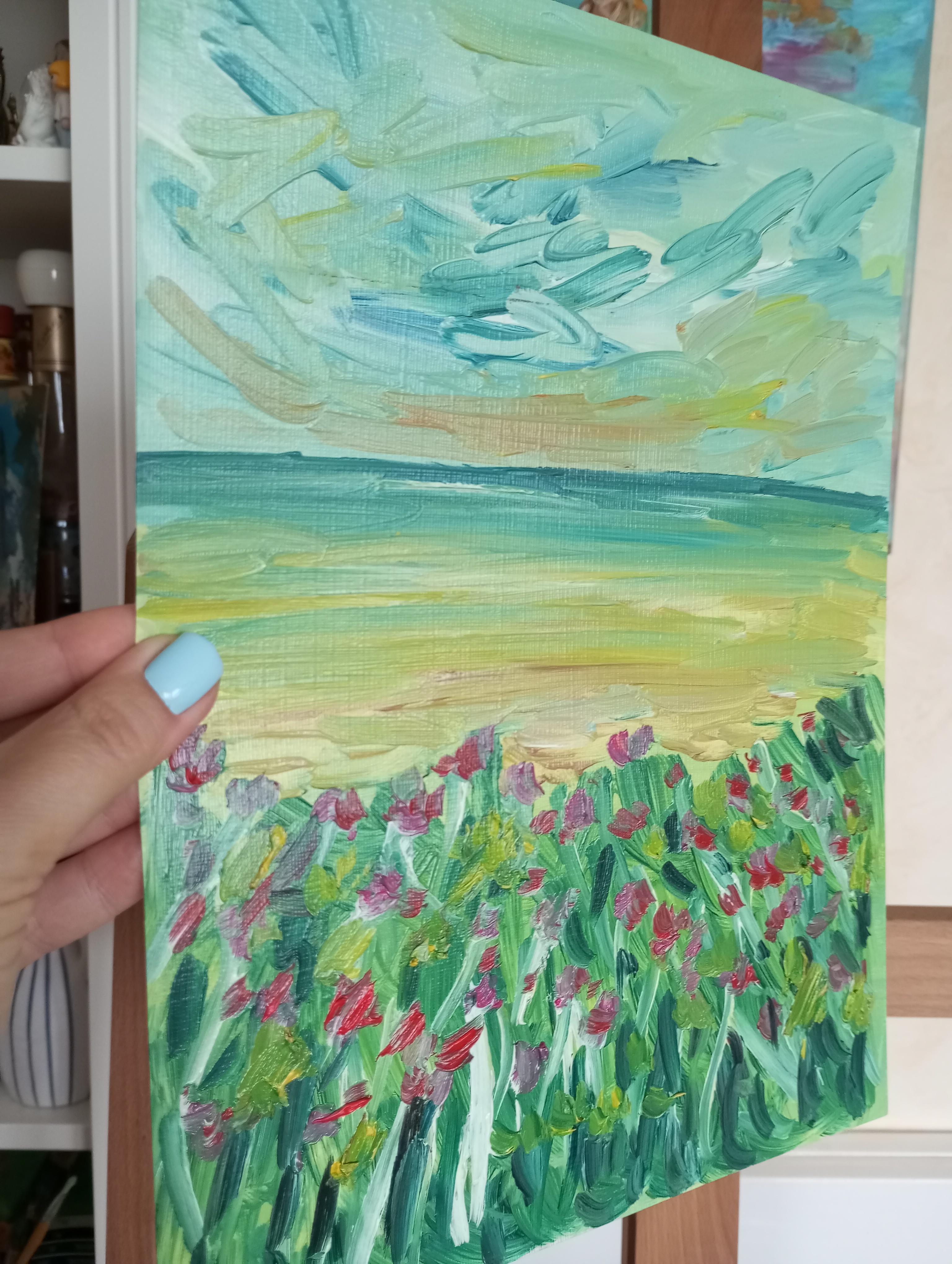 My unforgettable moments at the beach (seaside oil painting) For Sale 5