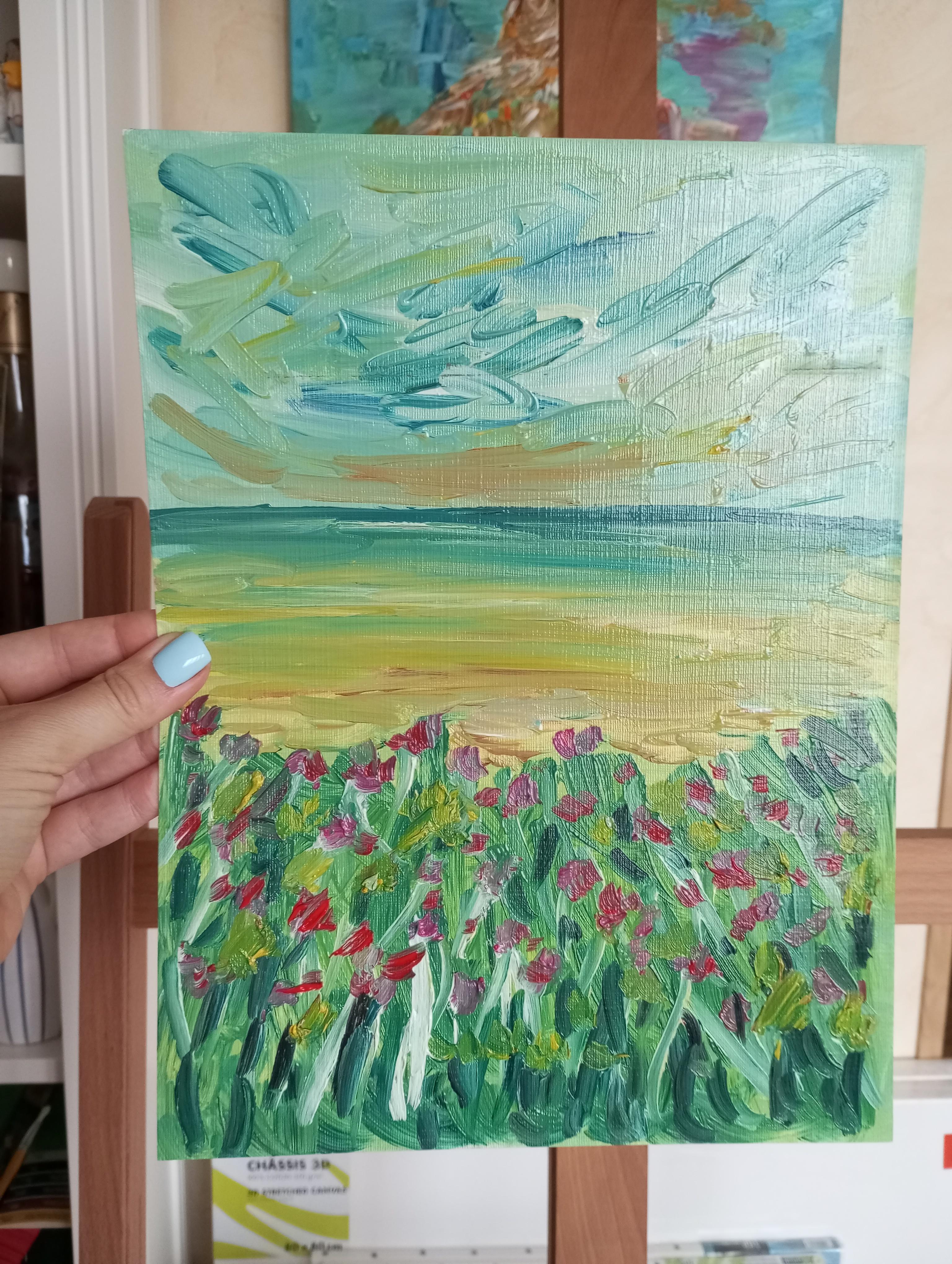 My unforgettable moments at the beach (seaside oil painting) For Sale 6