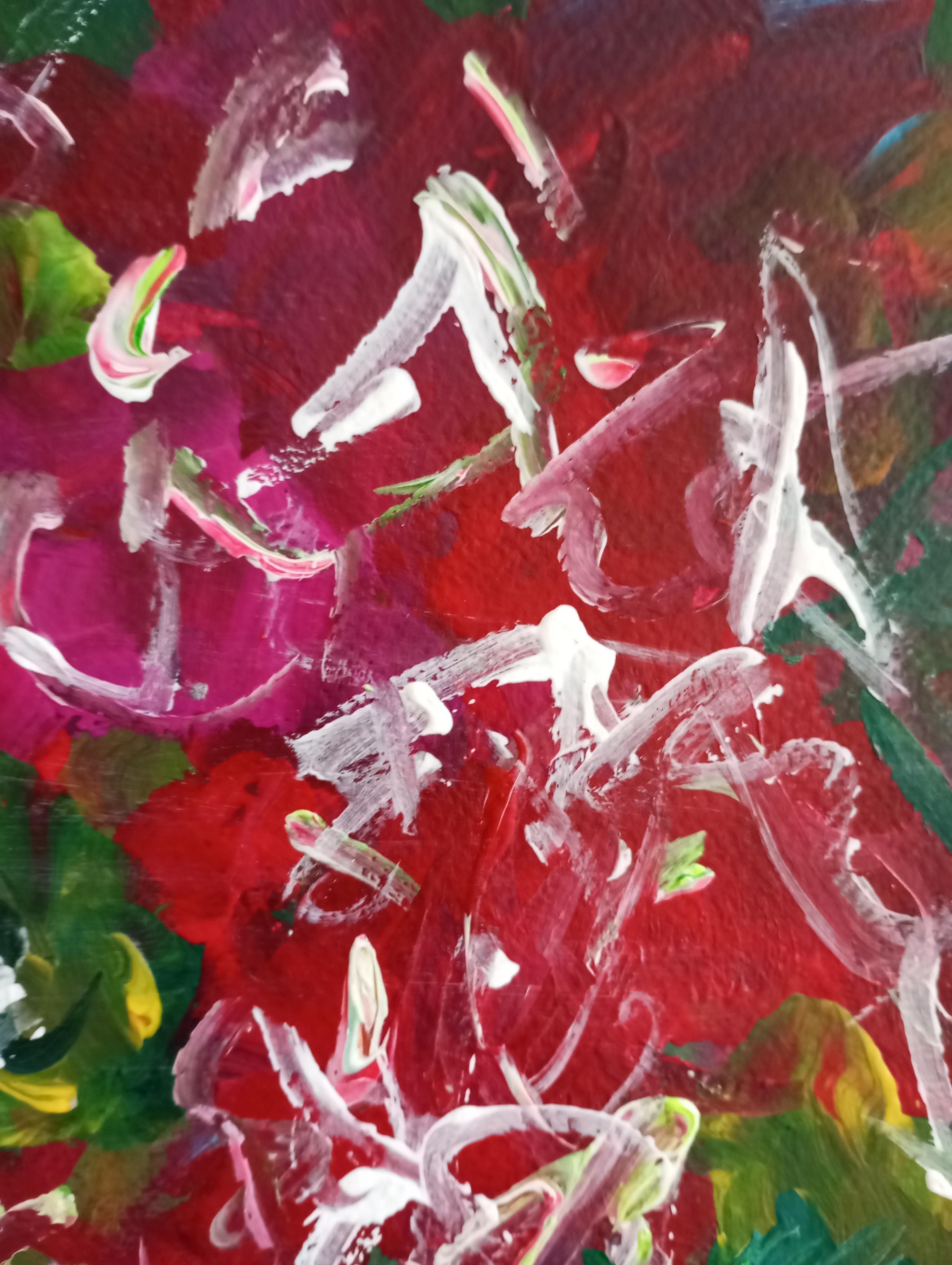 Pittura acrilica contemporanea di frutta su carta, con una natura morta espressiva e vivace in vendita 10