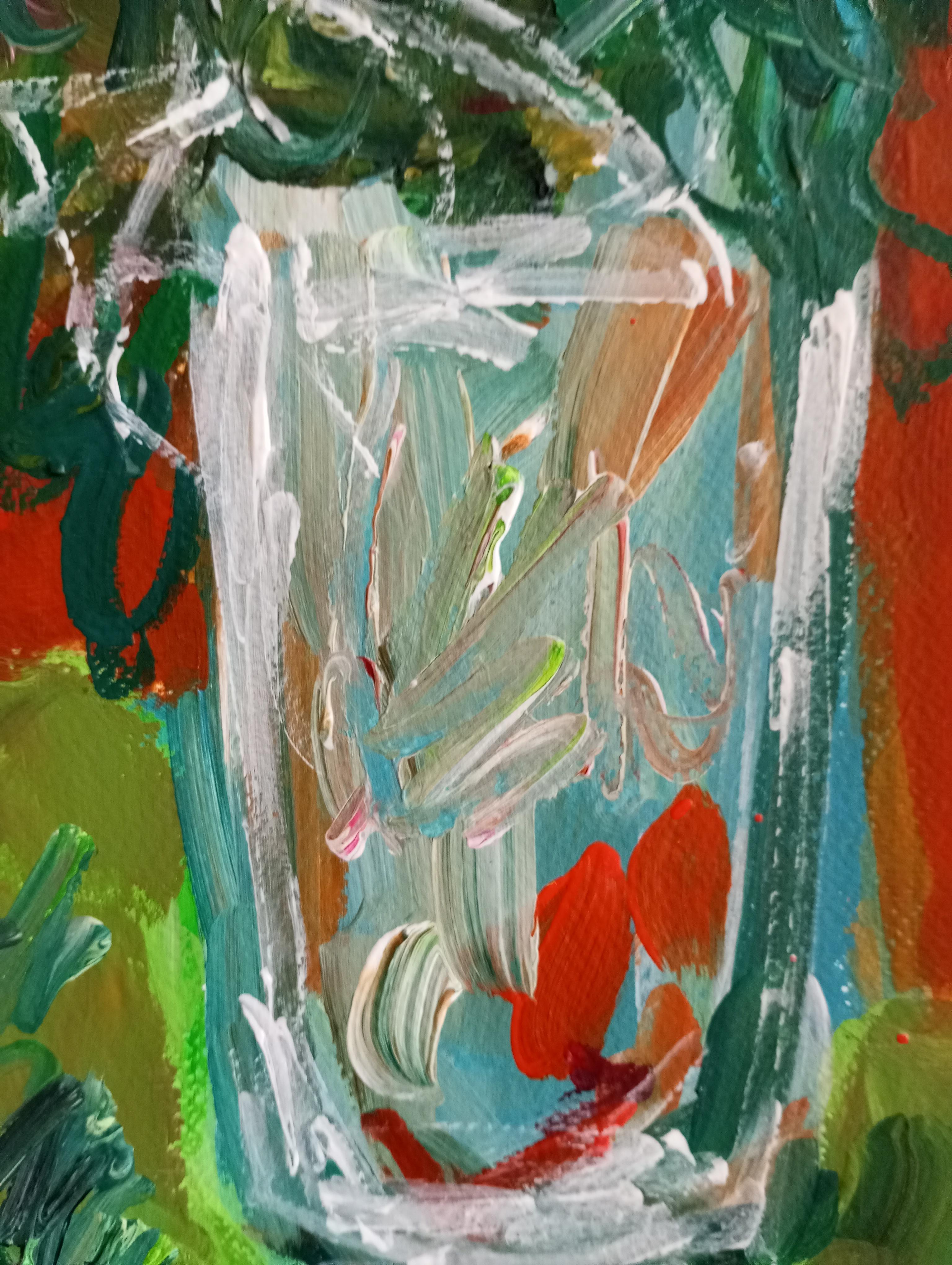Pittura acrilica contemporanea di frutta su carta, con una natura morta espressiva e vivace in vendita 12