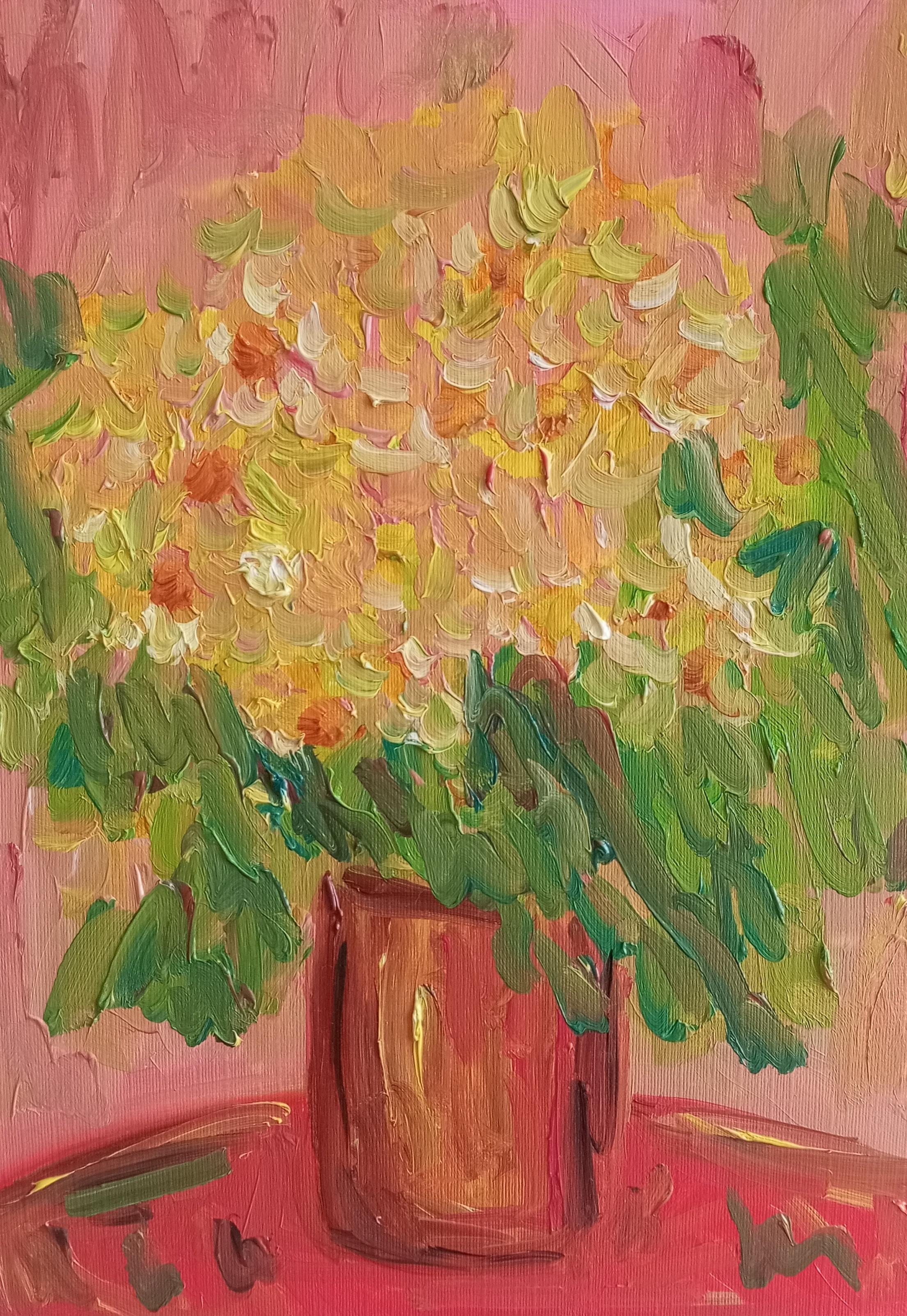 Fresh cut yellow daisies in a vase