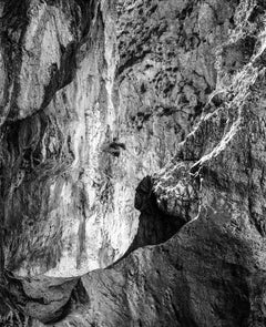 Vintage Homage to Heraclitus: Earth I - Black and White Landscape Photograph of a Cave