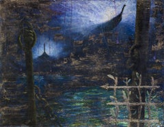 Sogno di Oro - Pittura figurativa simbolista in blu e oro