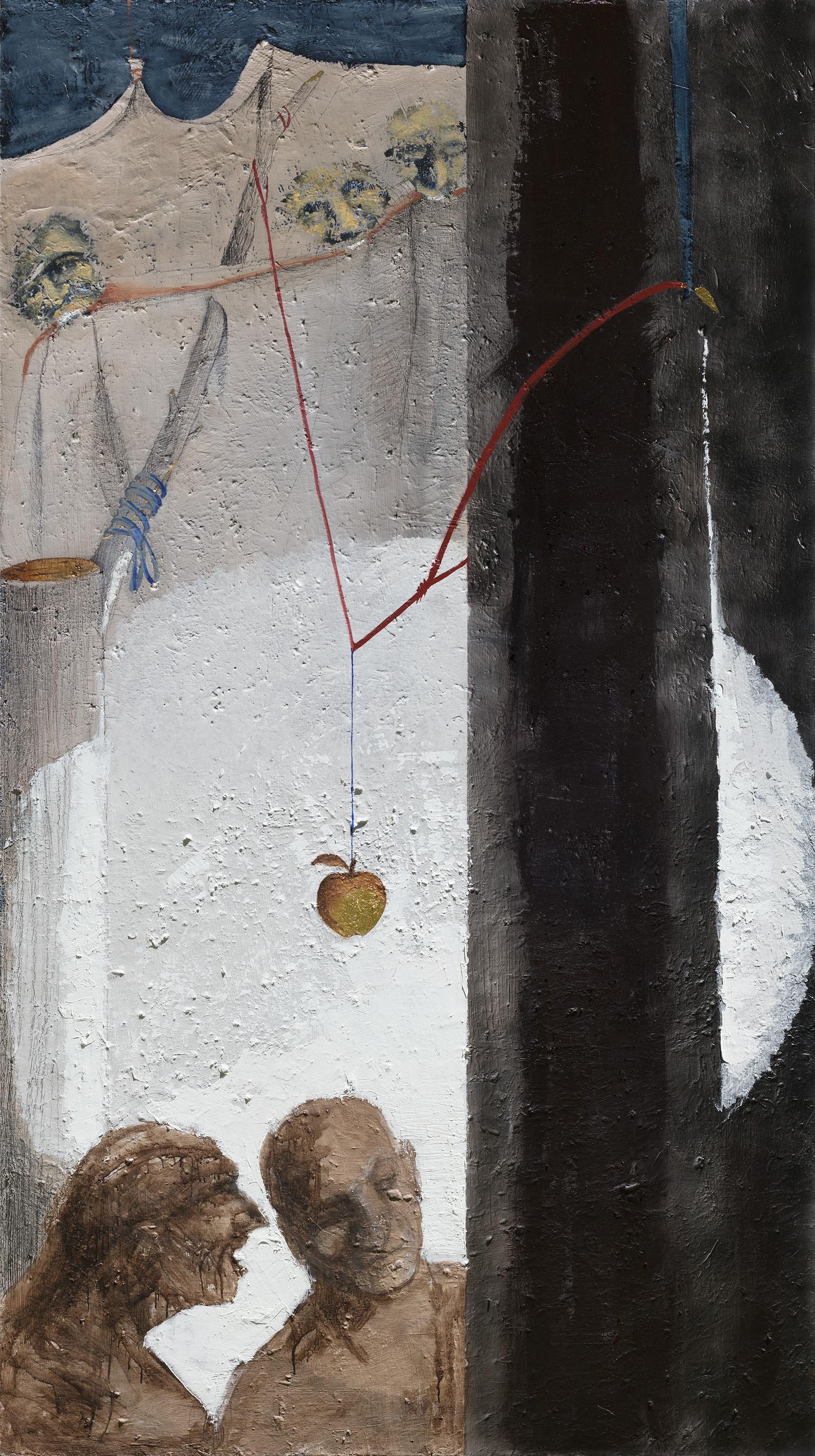 Gregory Kitterle Figurative Painting – Figuratives Trompe-l'oeil-Gemälde mit Gips auf Leinwand, „Eris beim Spiel“