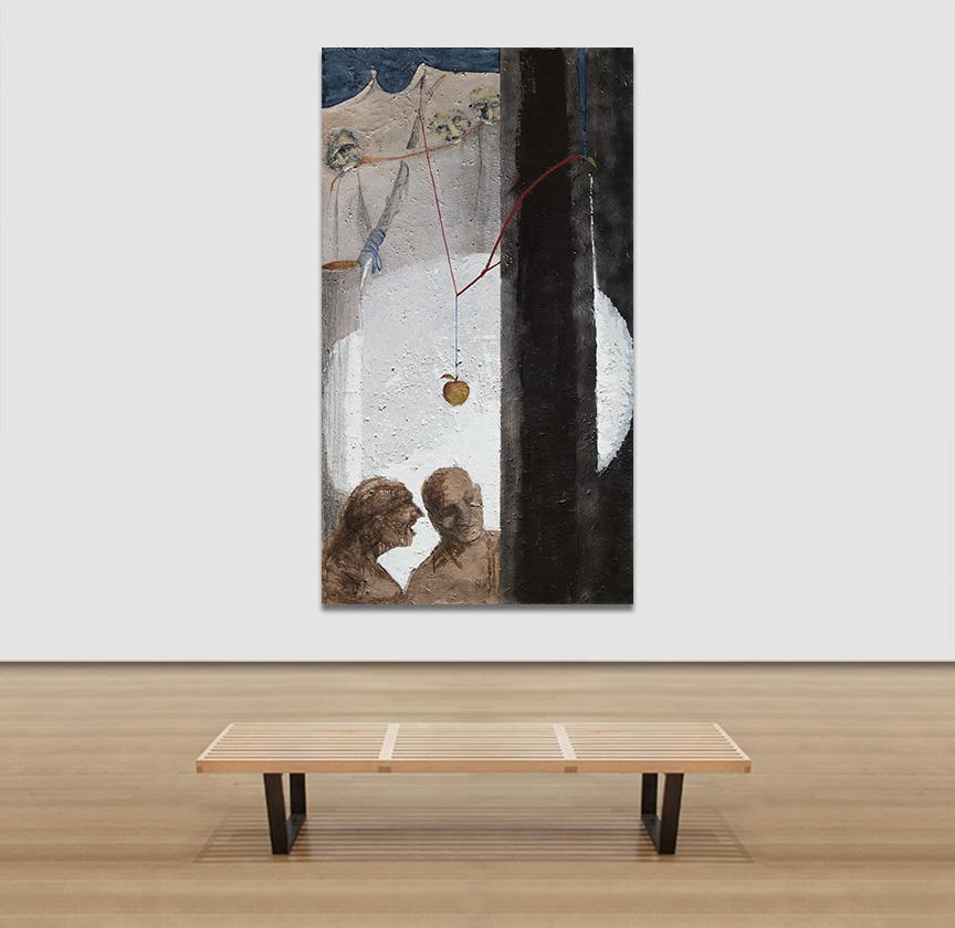 Figuratives Trompe-l'oeil-Gemälde mit Gips auf Leinwand, „Eris beim Spiel“ – Painting von Gregory Kitterle