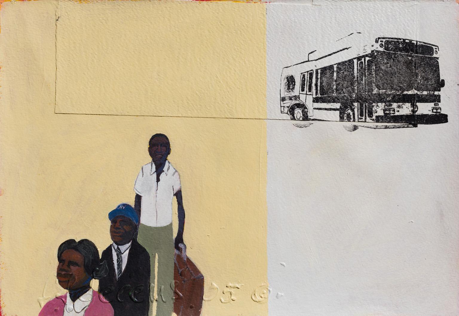 Francks Deceus Figurative Painting - Morning Rush - Work on Paper of the African American Great Migration