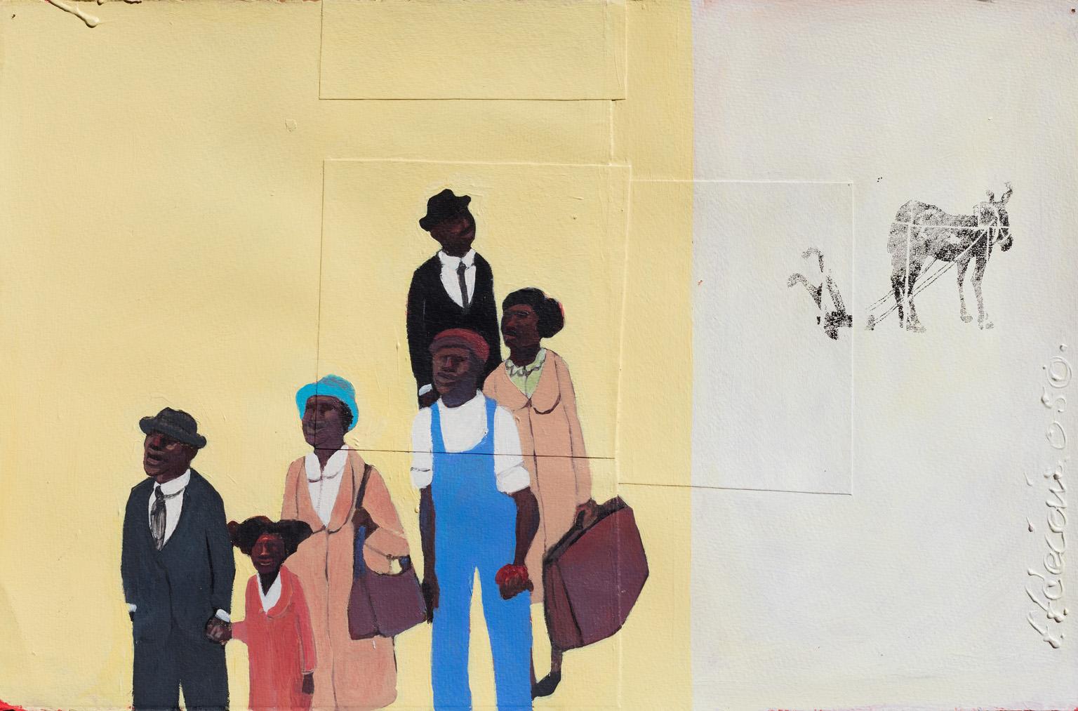 Francks Deceus Figurative Painting - Morning Light Study - Figurative Work on Paper with African American Figures
