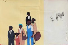 Estudio de la luz matinal - Obra figurativa sobre papel con figuras afroamericanas