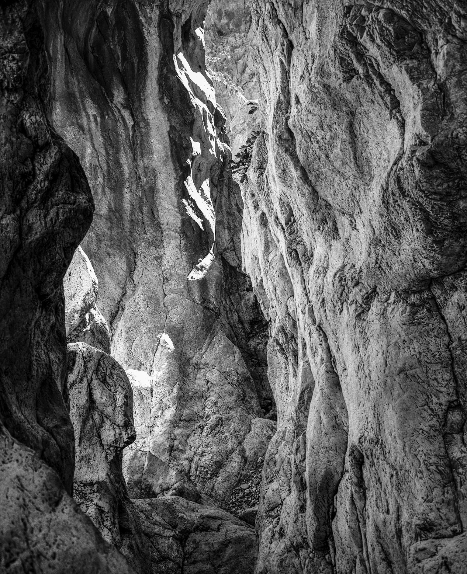 John Stathatos Black and White Photograph - Homage to Heraclitus: Earth II - Black and White Landscape Photograph of a Cave