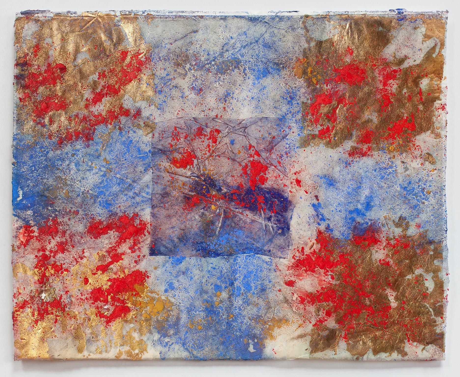 Gian Berto Vanni Abstract Drawing - Erosions of the Square III - Abstract Small Painting on Japanese Silk Paper