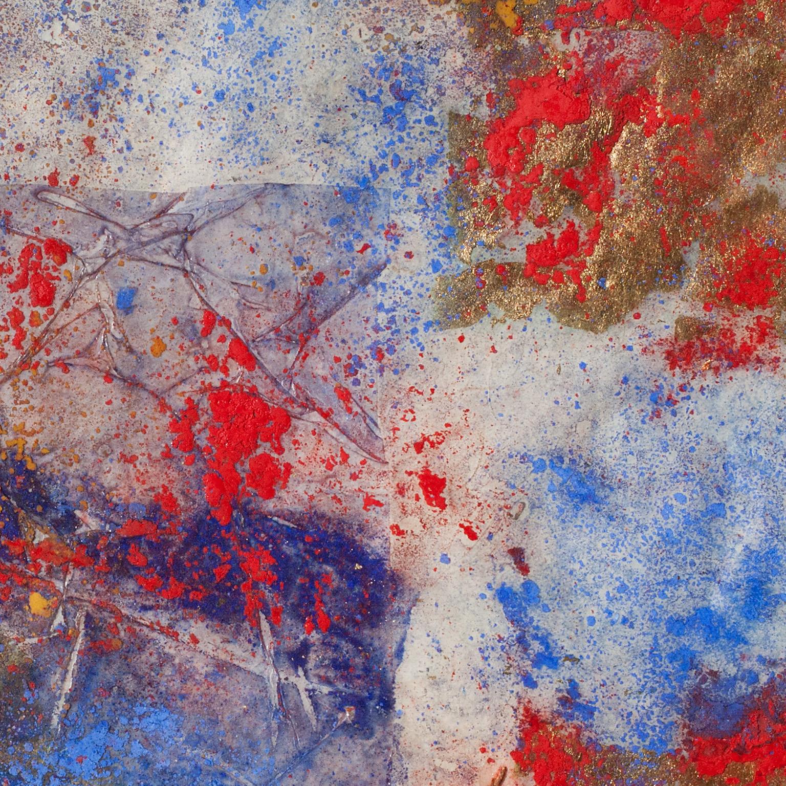 Erosions of the Square III - Abstract Small Painting on Japanese Silk Paper - Art by Gian Berto Vanni