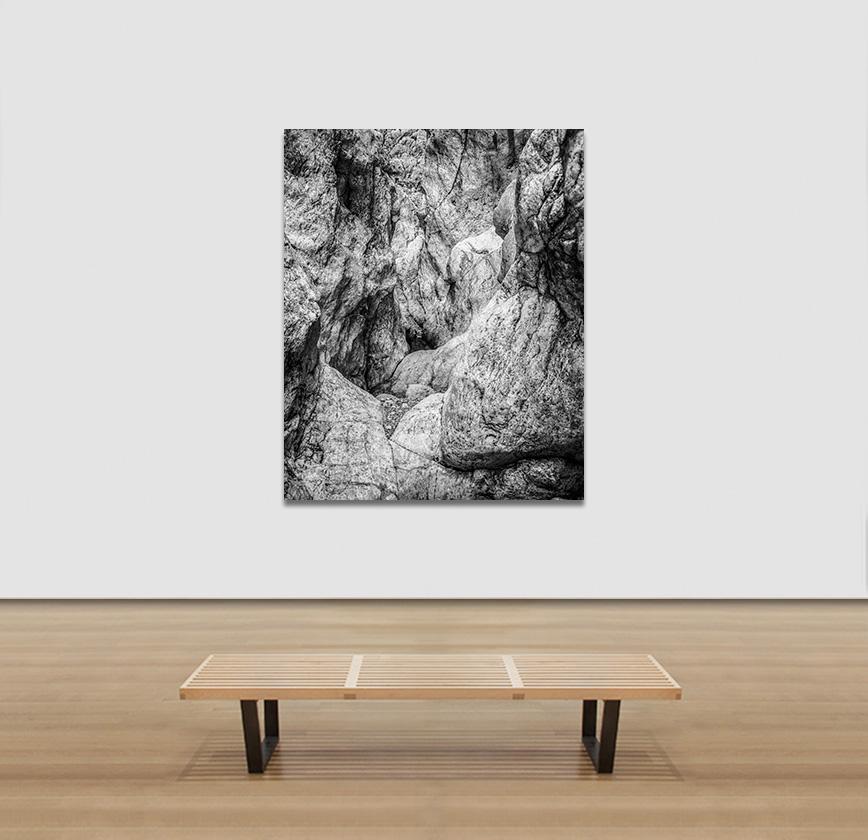Homage to Heraclitus: Earth IV - Black and White Landscape Photograph of a Cave For Sale 2