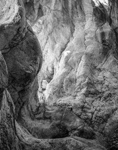 Vintage Homage to Heraclitus: Earth V - Black and White Landscape Photograph of a Cave