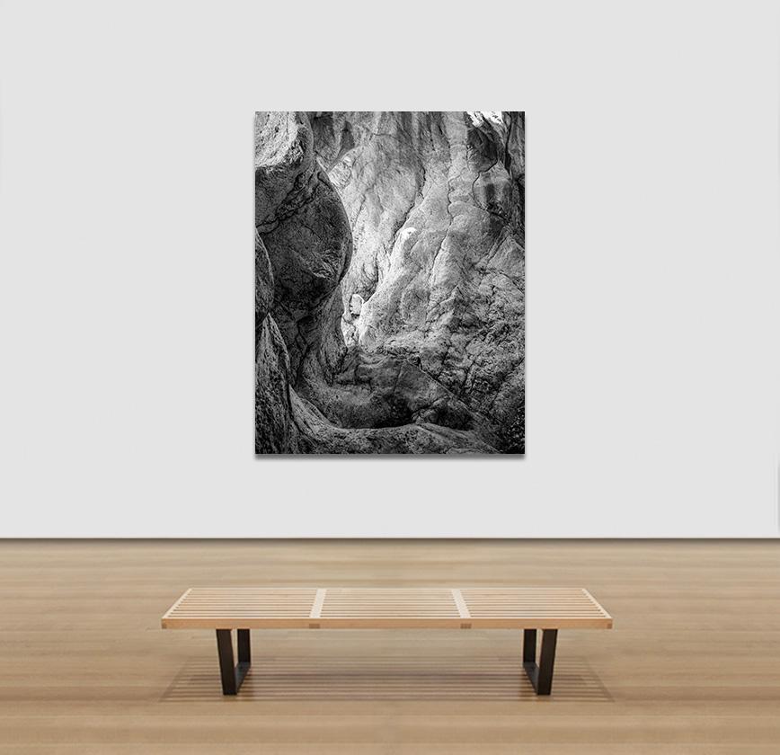 Homage to Heraclitus: Earth V - Black and White Landscape Photograph of a Cave For Sale 2