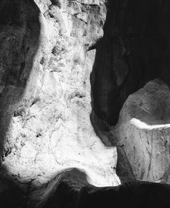 Earth VI - Black and White Photograph, Cave, Rocks, Natural Landscape, Light