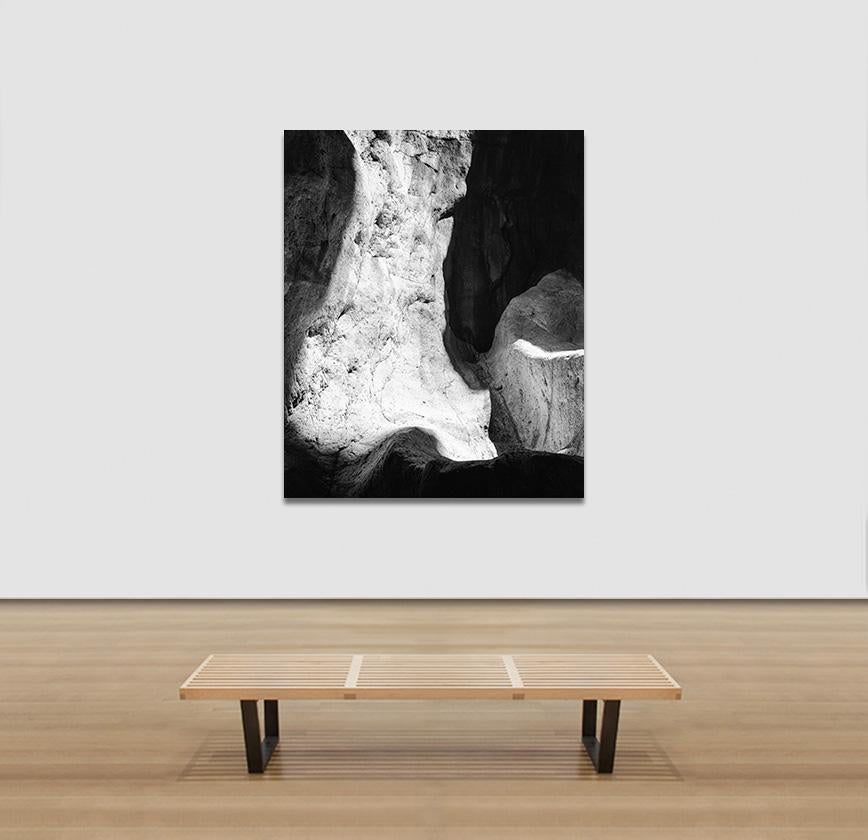 Earth VI - Black and White Photograph, Cave, Rocks, Natural Landscape, Light For Sale 3