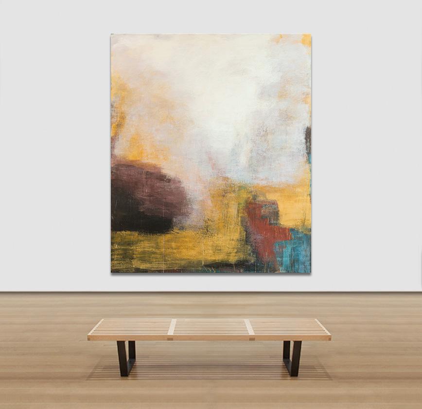 Terrae Etrusca - White and Yellow Large Abstract Landscape Oil Painting 3