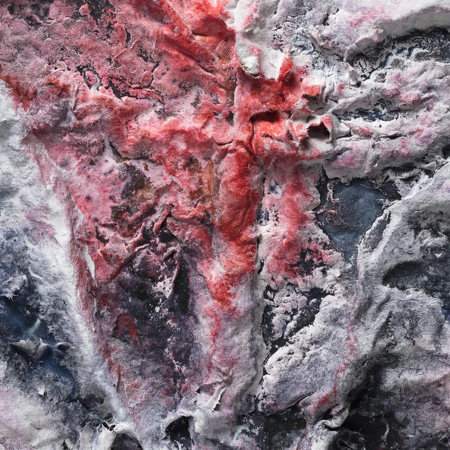 Ardere Nix (Burning Snow) - Small abstract red and black work on paper - Art by Ruggero Vanni
