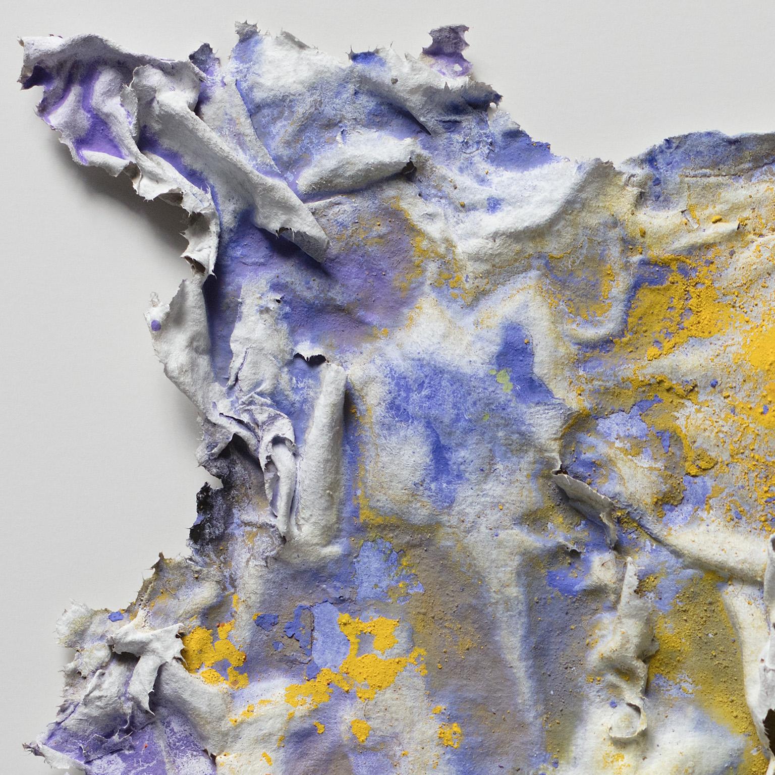 Aequinoctium Vernum - Abstract High Relief Blue and Yellow Work on Cast Paper - Abstract Expressionist Art by Ruggero Vanni