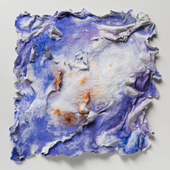 Aurora Brumalis (Winter Dawn) -Small Abstract Blue and Orange Work on Cast Paper