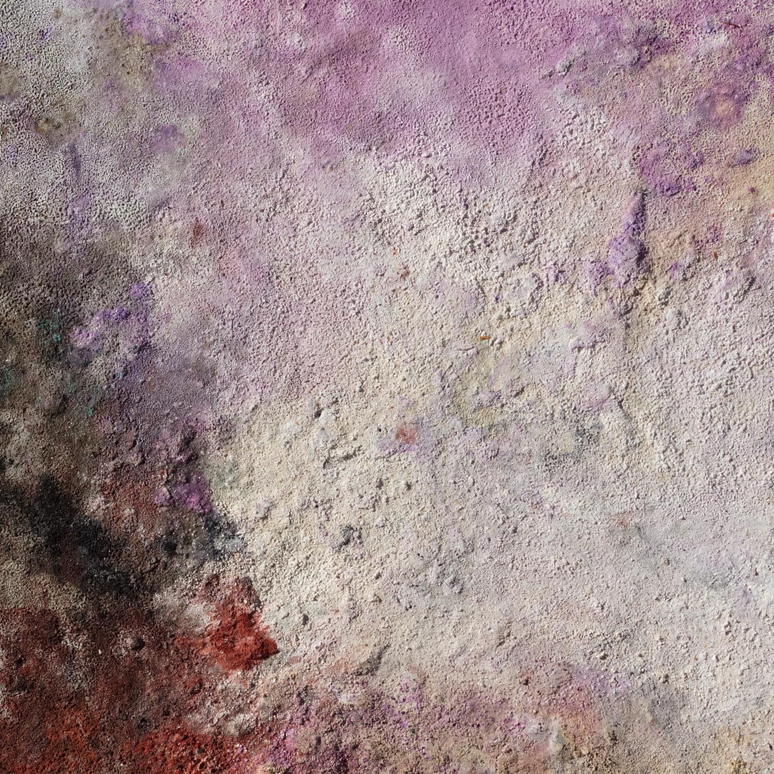 Terra Bruciata (Scorched Earth) - Small Abstract Purple and Red Painting - Contemporary Mixed Media Art by Orazio De Gennaro