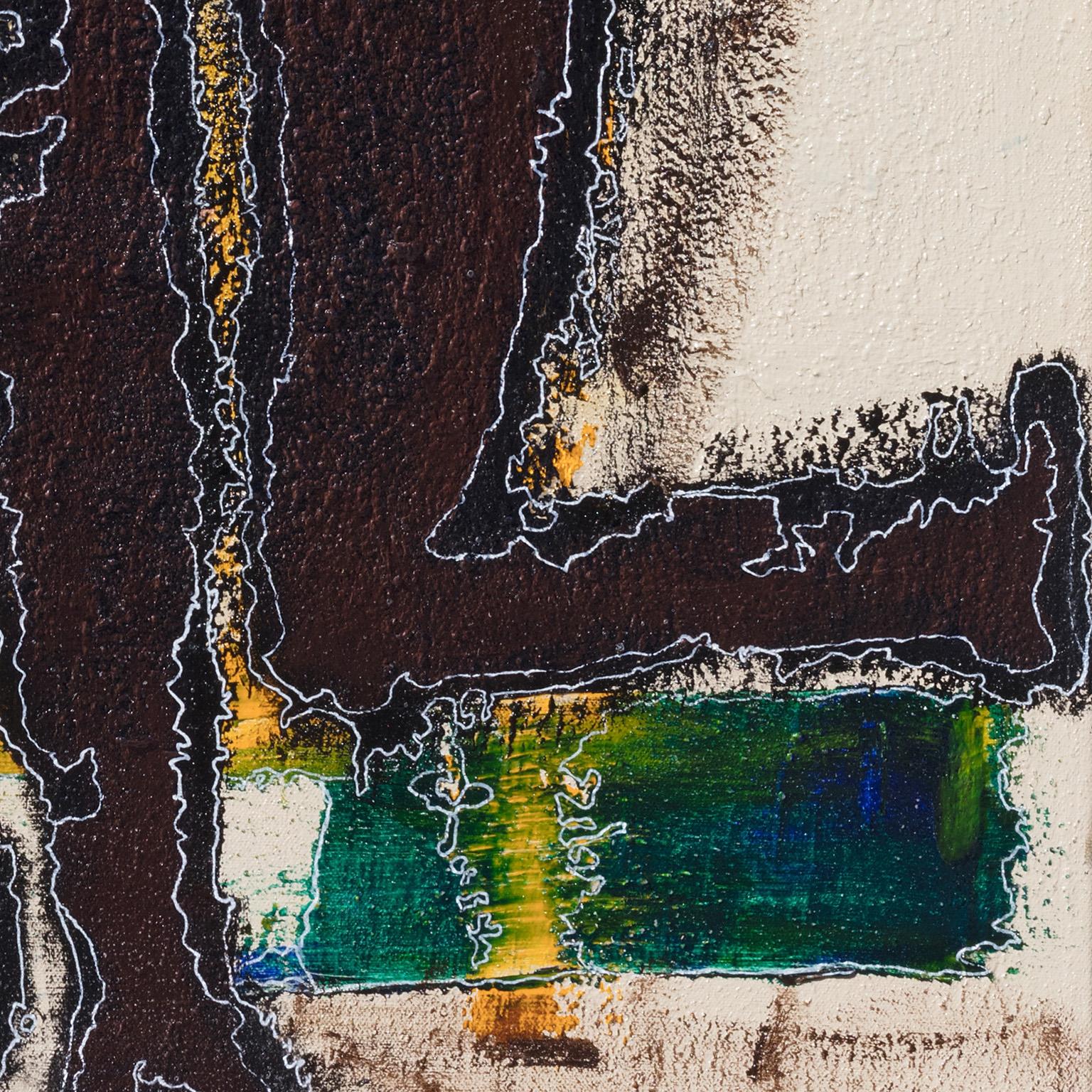 Brother's Keeper - Pittura astratta strutturata, pigmenti naturali blu e gialli 2