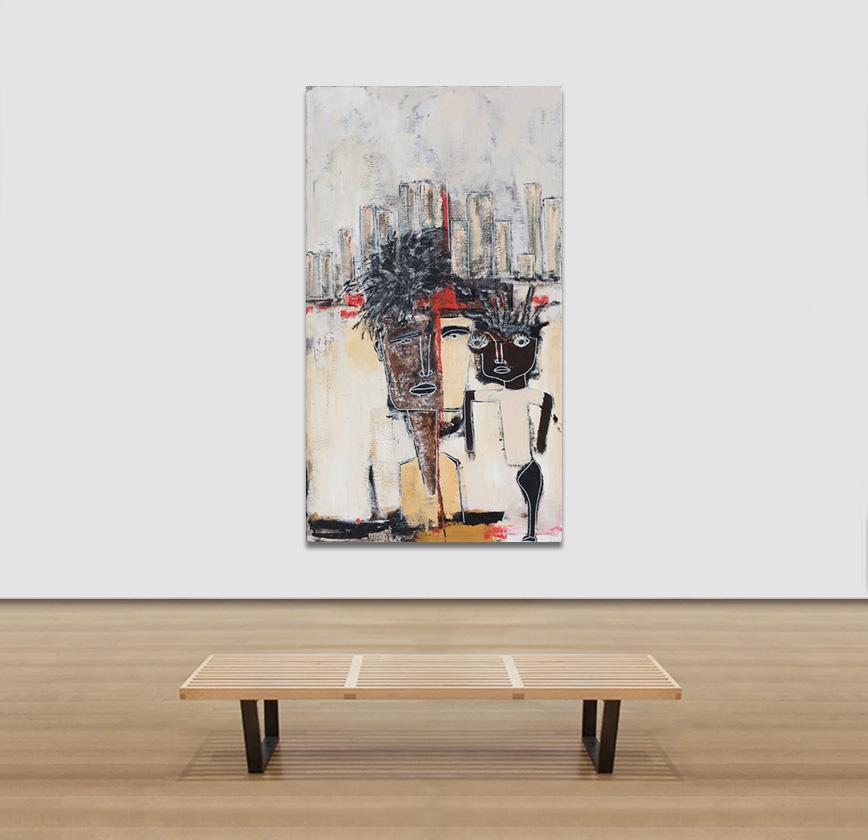 The Tourist - Large Expressionist Figurative Painting of Two Figures 6