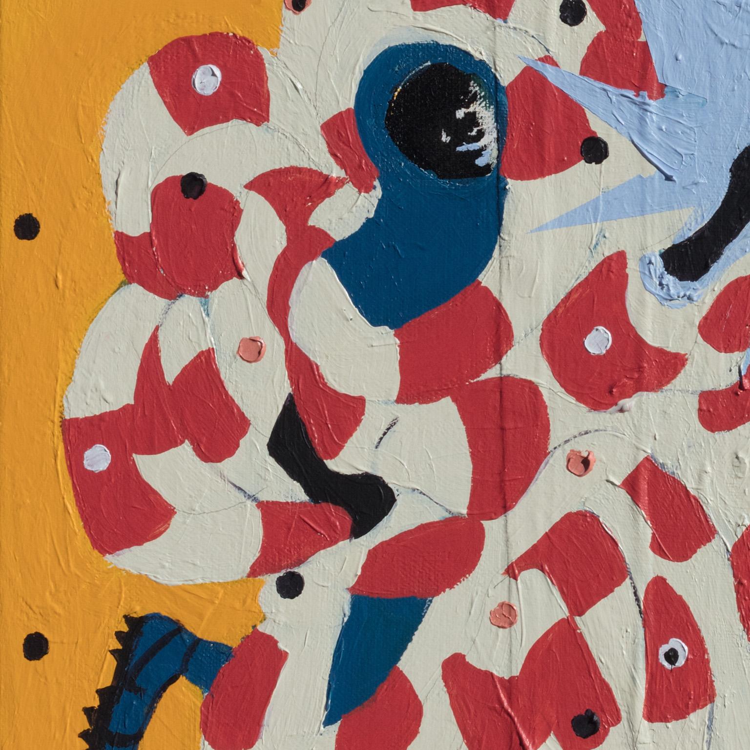 Mumbo Jumbo NYC#6 - Figurative Painting with Red, Orange, and Blue Colors 3