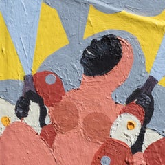 Mumbo Jumbo Study #16 - Figurative Painting with Yellow, Red, and Pink Colors