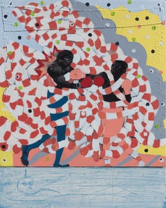 Say My Name - Figurative Painting with Two African American Boxing Men