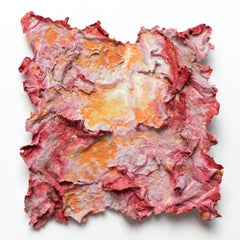 Aestas (Summer Heat) - Small Abstract Orange and Red Work on Paper