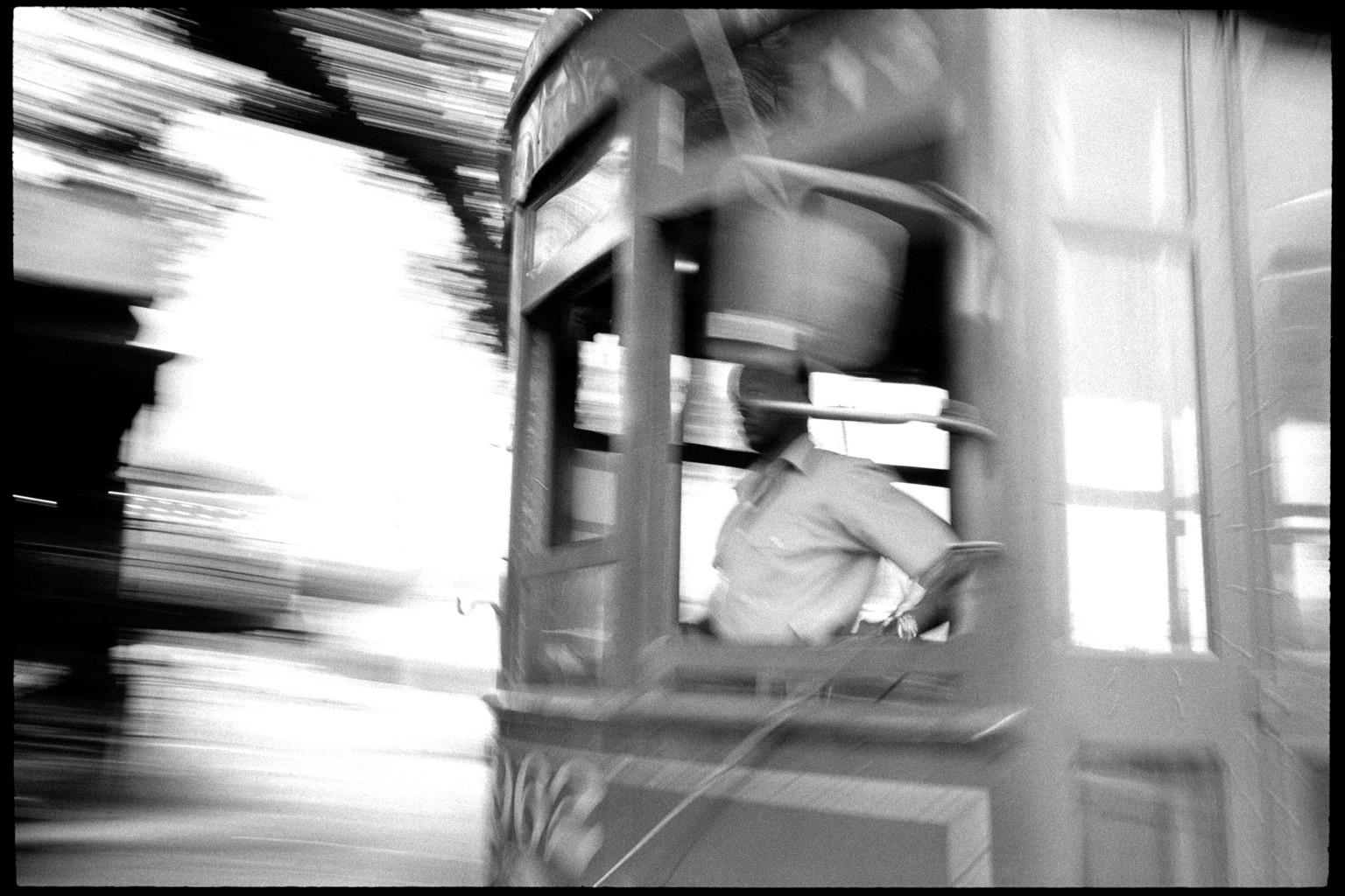 Jean-Luc Fievet Black and White Photograph - 1999-New Orleans - Black & White Photograph of New Orleans Street Car Conductor