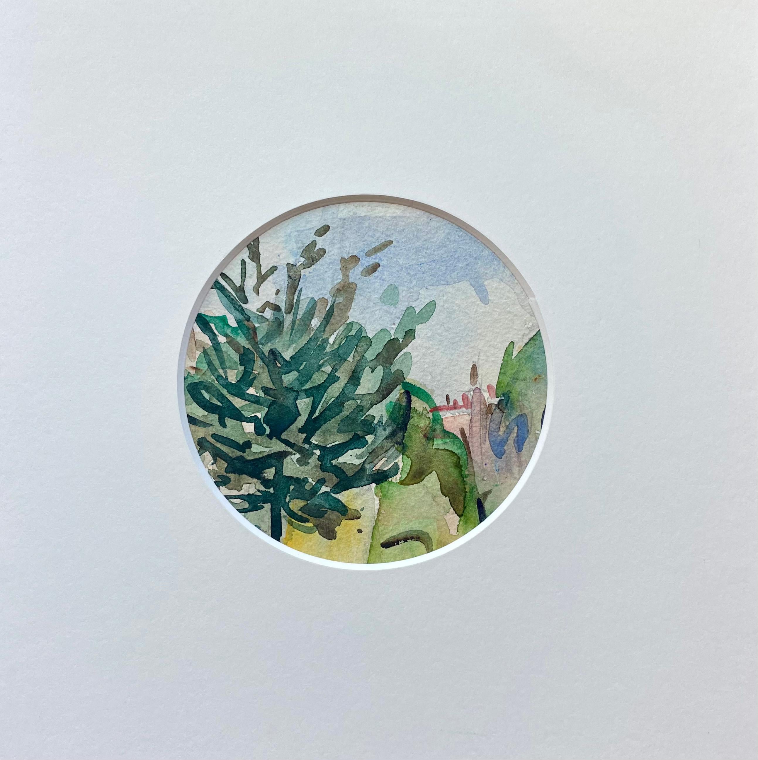 Watercolor of trees and sky - Painting by Unknown